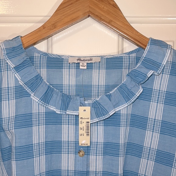 🆕 Madewell Ruffle-Neck Top - Picture 3 of 4